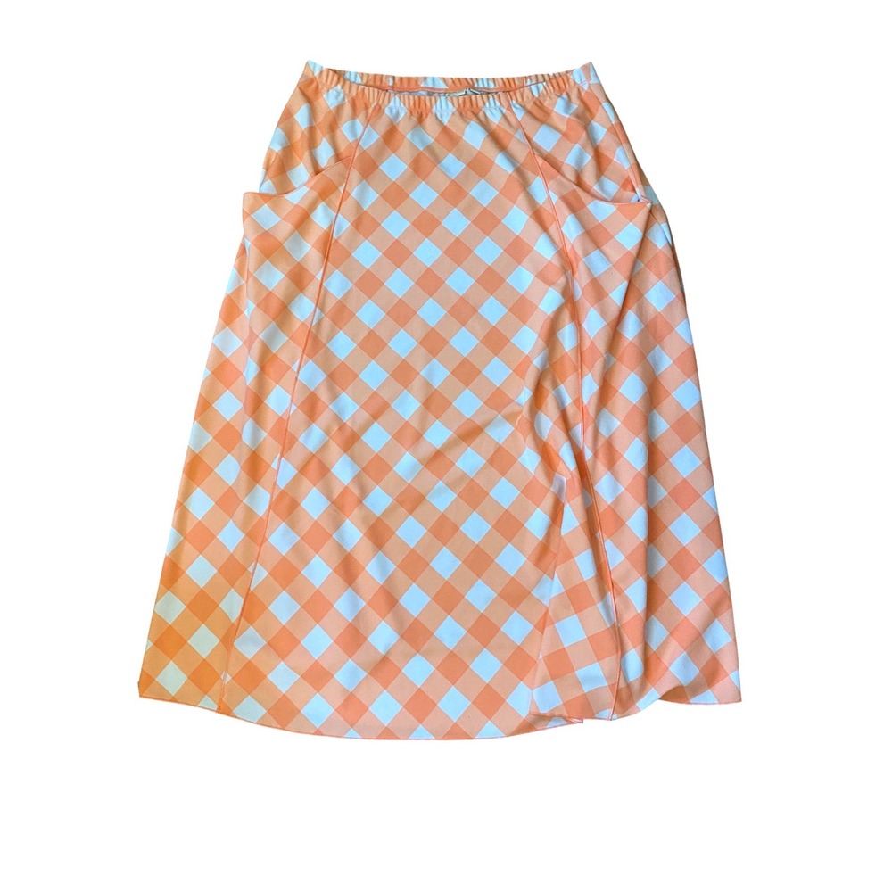 Catherines Est 1946 Orange Gingham Check‎ Midi Skirt Plus Size 18/20W Pocketed